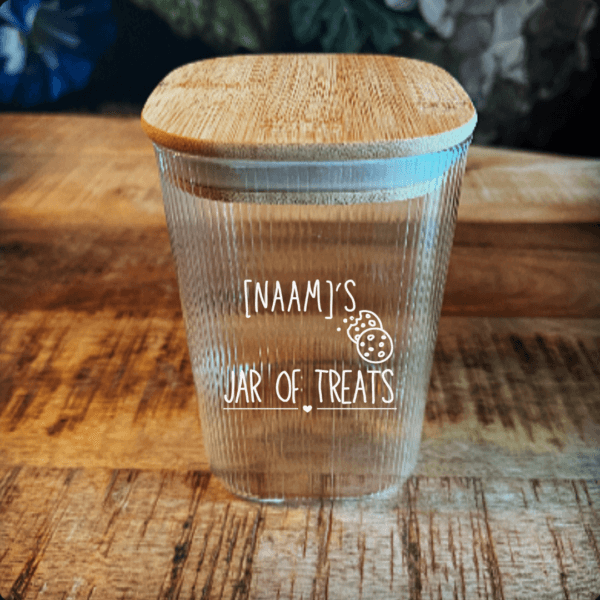 Gepersonaliseerde Voorraadpot Hondensnacks Jar of treats wit